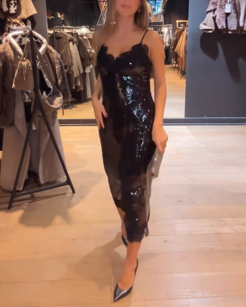 Sophisticated Spaghetti Strap Evening Dress