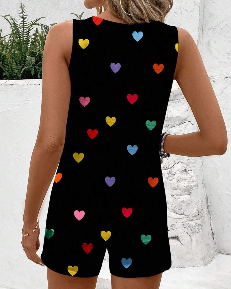 Sleeveless Heart Shorts Set