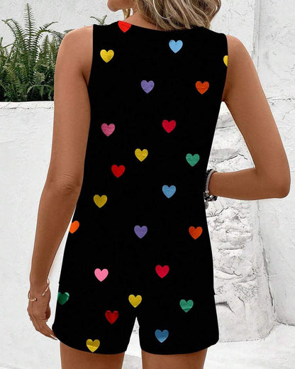 Sleeveless Heart Shorts Set