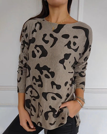 Casual printed crew neck long sleeve pullover 2024 f/w pullovers