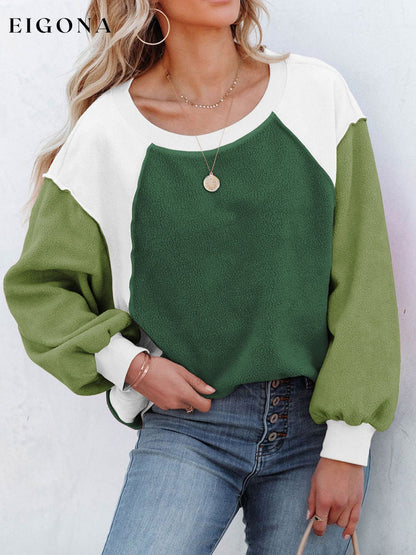 Color Block Exposed Seam Sweatshirt A@X@E clothes Ship From Overseas Shipping Delay 09/29/2023 - 10/04/2023 trend