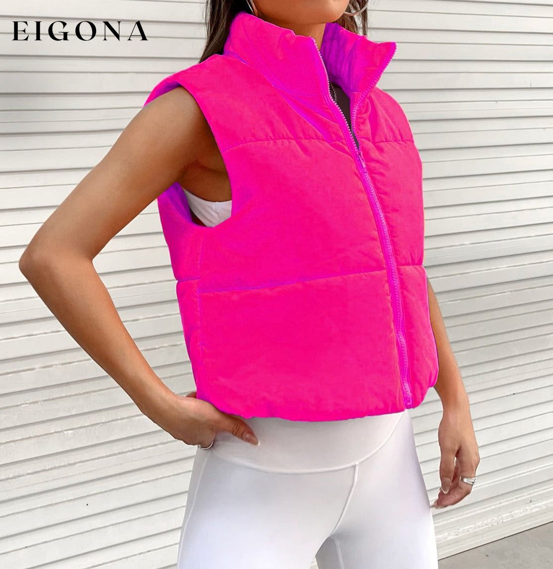 Zip-Up Puffer Vest clothes puff vest Q@M Ship From Overseas Shipping Delay 09/29/2023 - 10/03/2023 vest