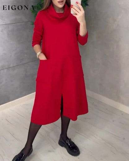 Solid color turtleneck pocket dress 2023 f/w 23BF casual dresses Clothes Dresses spring