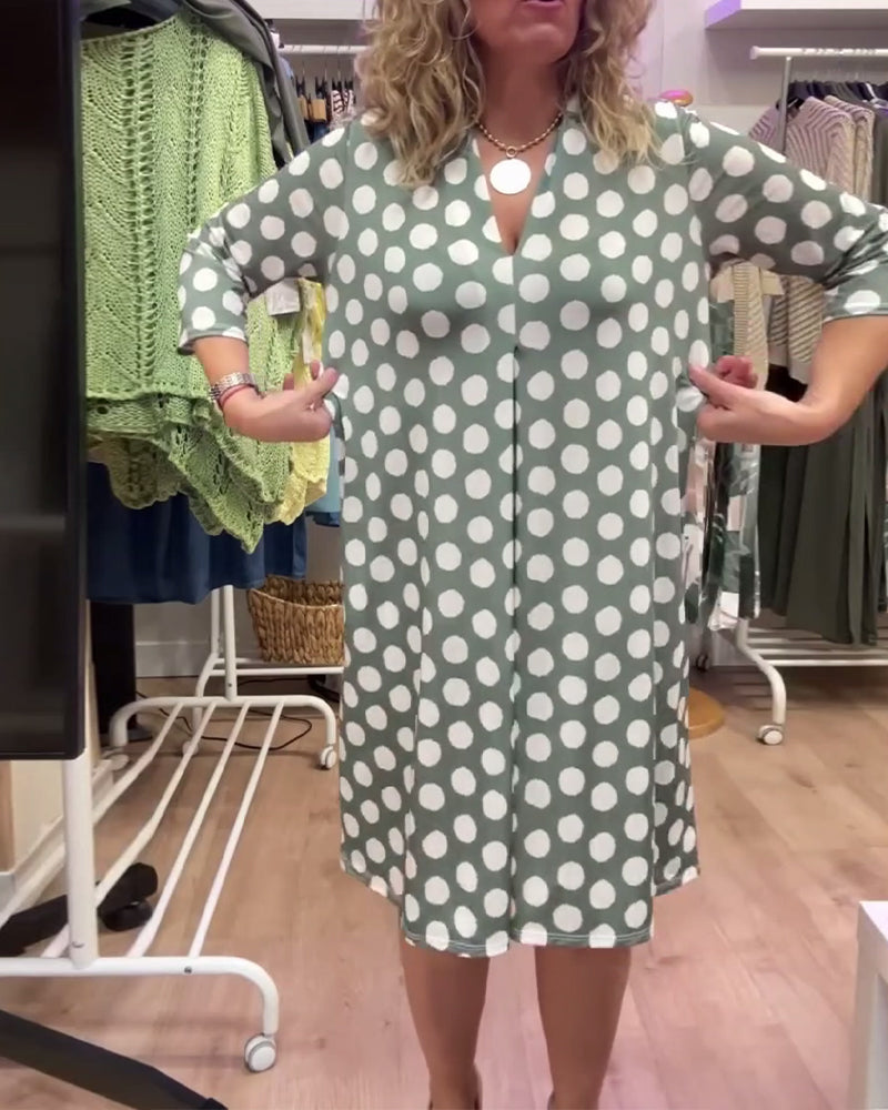 Abito casual a pois con scollo a V