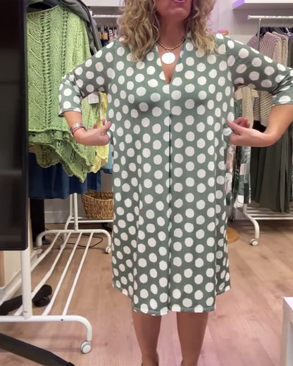 Abito casual a pois con scollo a V