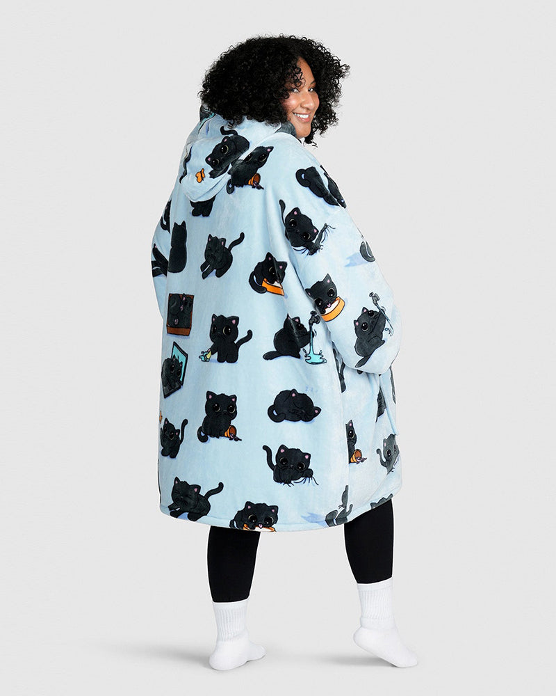 Black cat print blanket hoodie 2024 f/w blanket hoodie