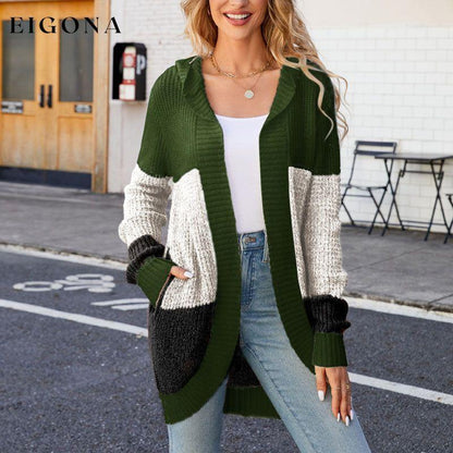Casual Colour Block Cardigan Green best Best Sellings cardigan cardigans clothes Sale tops Topseller