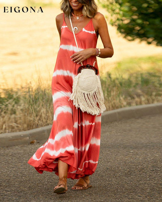 Striped print slip dress Orange 23BF Casual Dresses Clothes Dresses Spring Summer