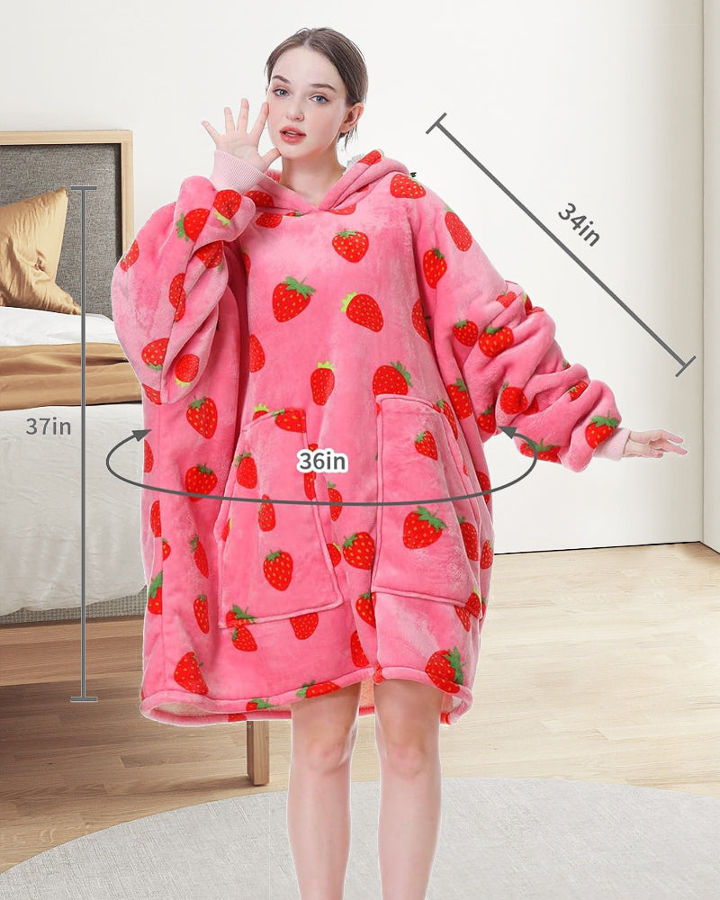 Strawberry print loose blanket hoodie 2024 F/W Blanket Hoodies