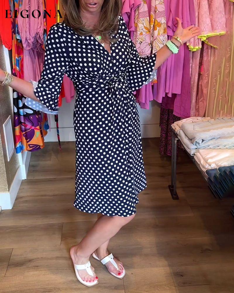 Bell sleeve polka dot print dress casual dresses summer