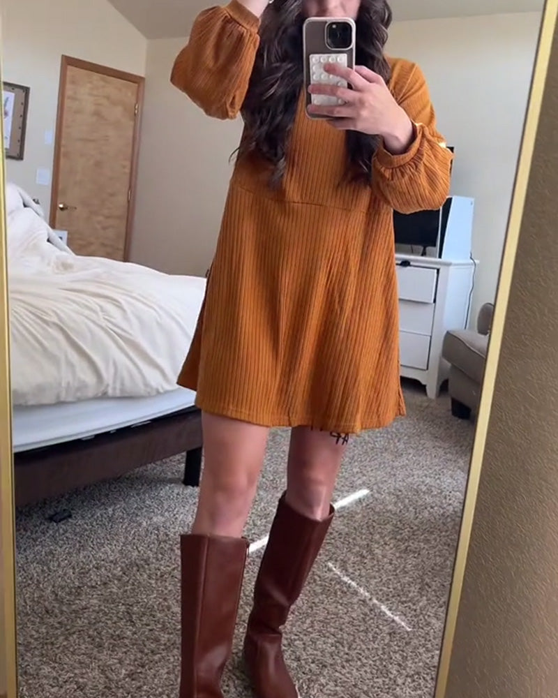 Solid color long sleeve casual dress 2024 F/W casual dresses Spring