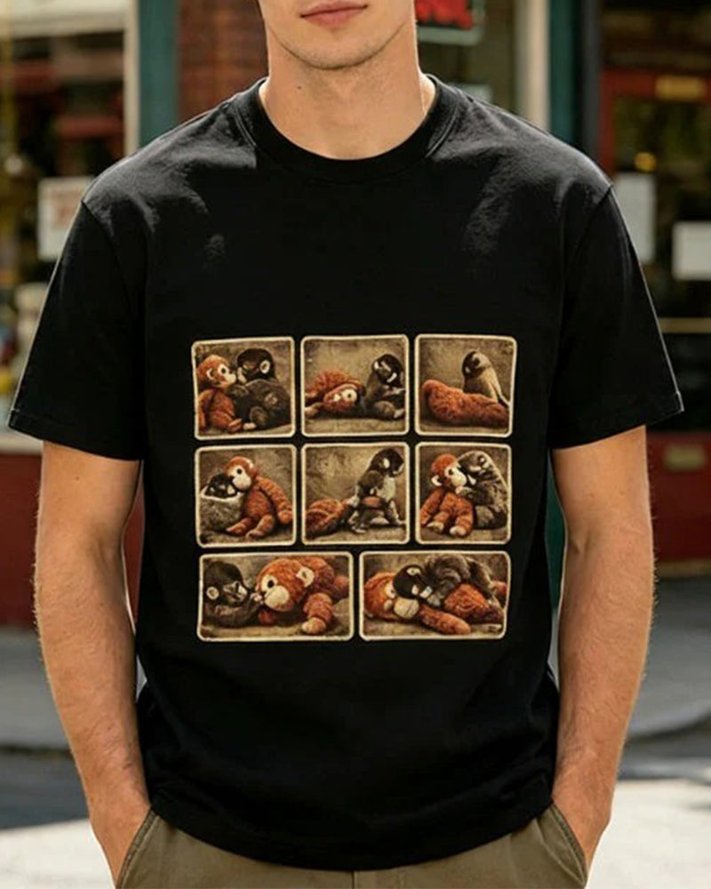 Vintage Monkey Print Short Sleeve T-Shirt