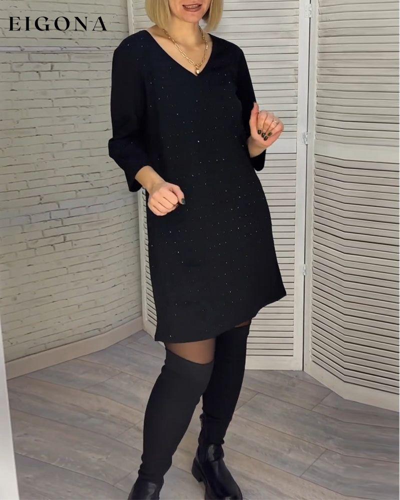 Elegant v-neck dress with three-quarter sleeves 2023 f/w 23BF casual dresses Clothes Dresses spring