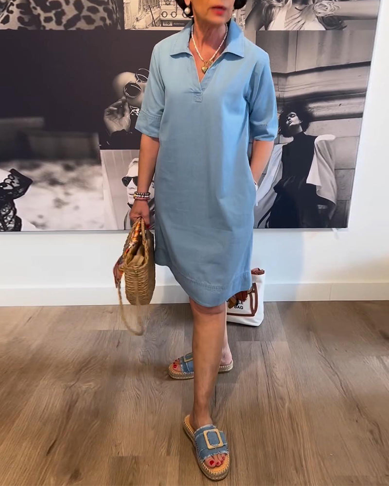 Lapel Casual Short Sleeve Dress