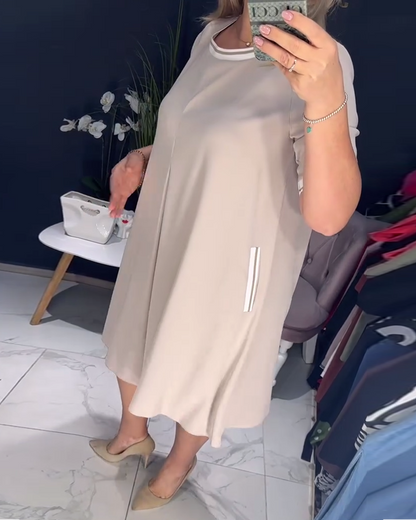 Casual Elegant Round Neck Pocket Dress