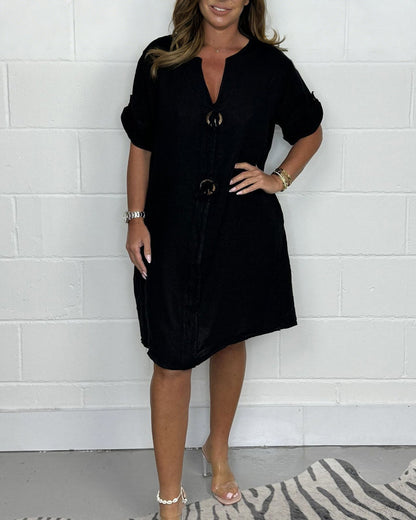 New Plus Size Button Up Tunic Dress