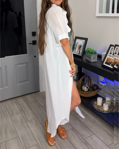 Einfarbiges Longshirt mit Revers