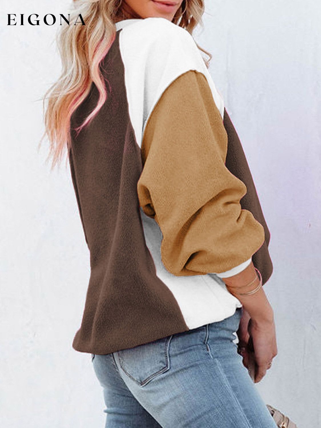 Color Block Exposed Seam Sweatshirt A@X@E clothes Ship From Overseas Shipping Delay 09/29/2023 - 10/04/2023 trend