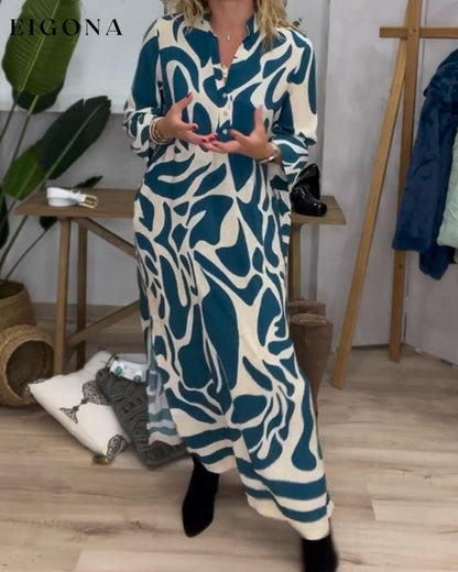 Lapel side slit printed dress 2023 f/w 23BF casual dresses Clothes Dresses spring