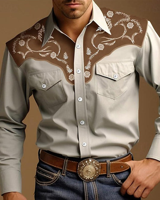 Western Exotic Style Print Lapel Shirt 2024 f/w blouses & shirts man spring