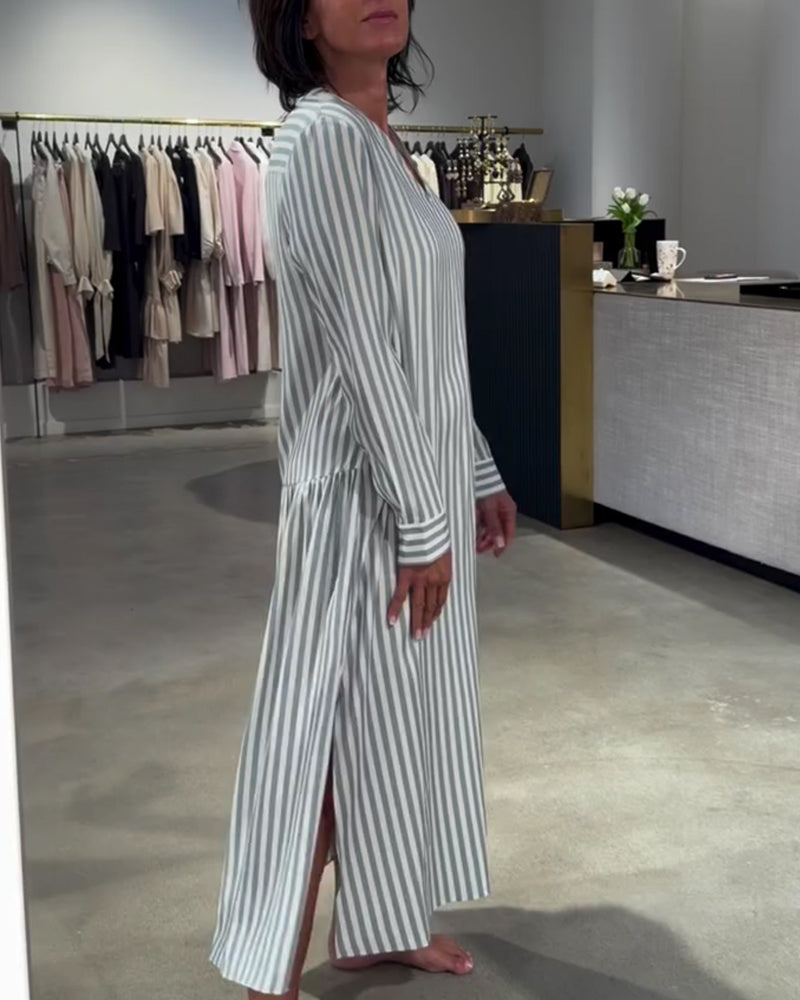 Striped Side Slit Maxi Dress
