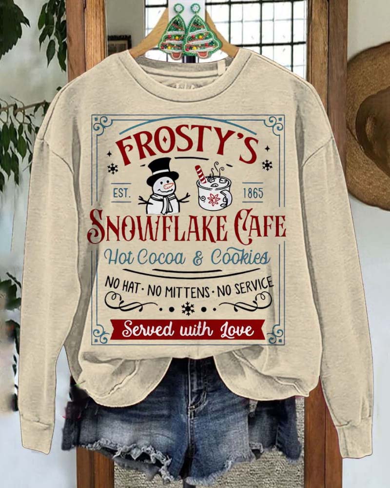 Women's Snowflake Cafe Print Casual Sweatshirt 2024 f/w christmas hoodies & sweatshirts women's christmas