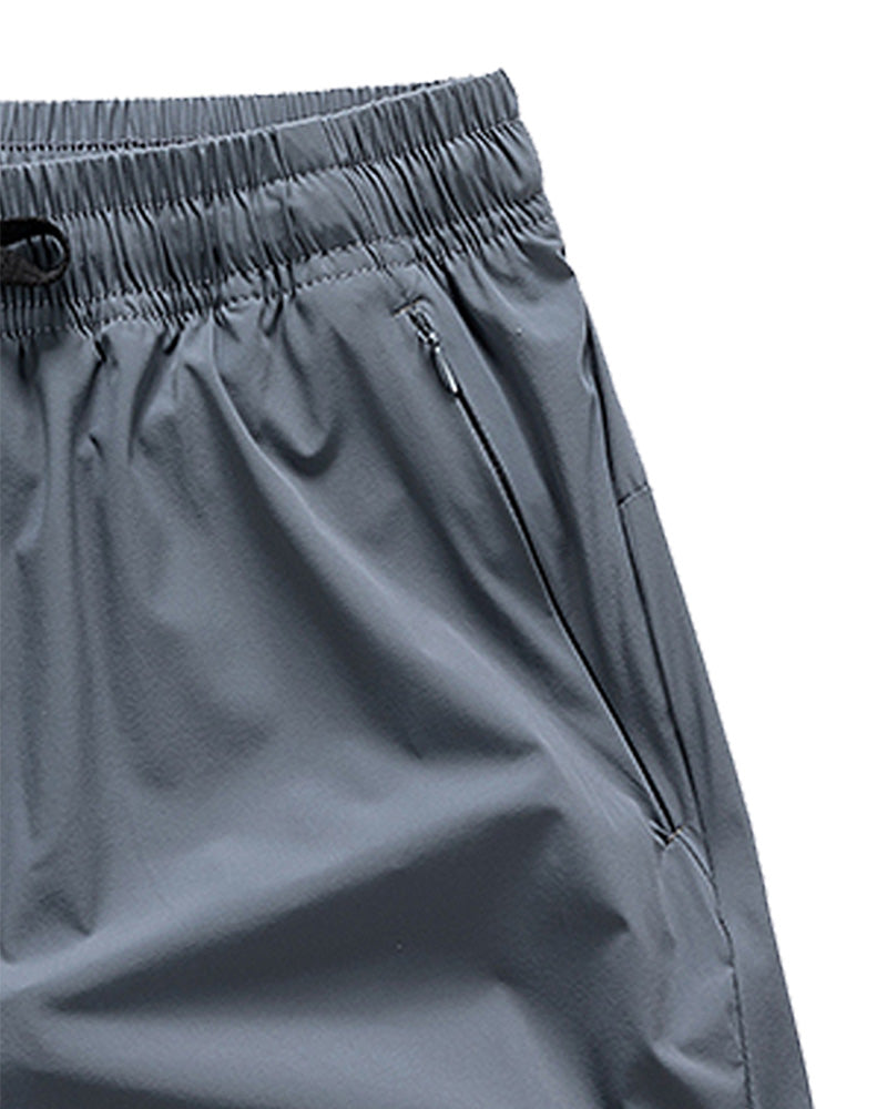 Men Elastic Waist Pocket Quick-Dry Ice Silk Sports Shorts