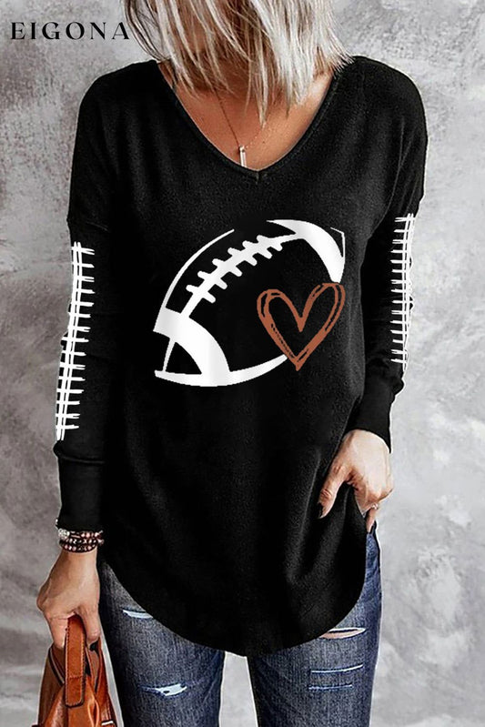 Football Graphic Long Sleeve T-Shirt Black clothes Ship From Overseas SYNZ t shirts trend