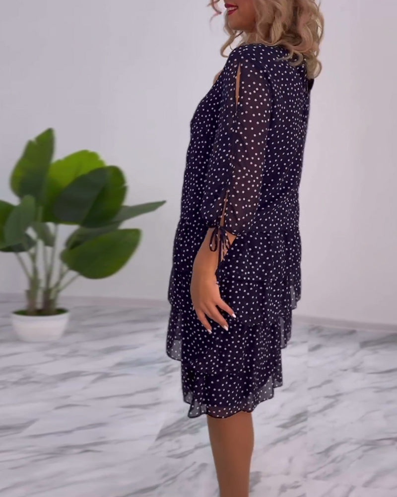 Polka dot print layered elegant dress casual dresses spring summer