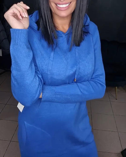 Hooded Drawstring Sweater Dress