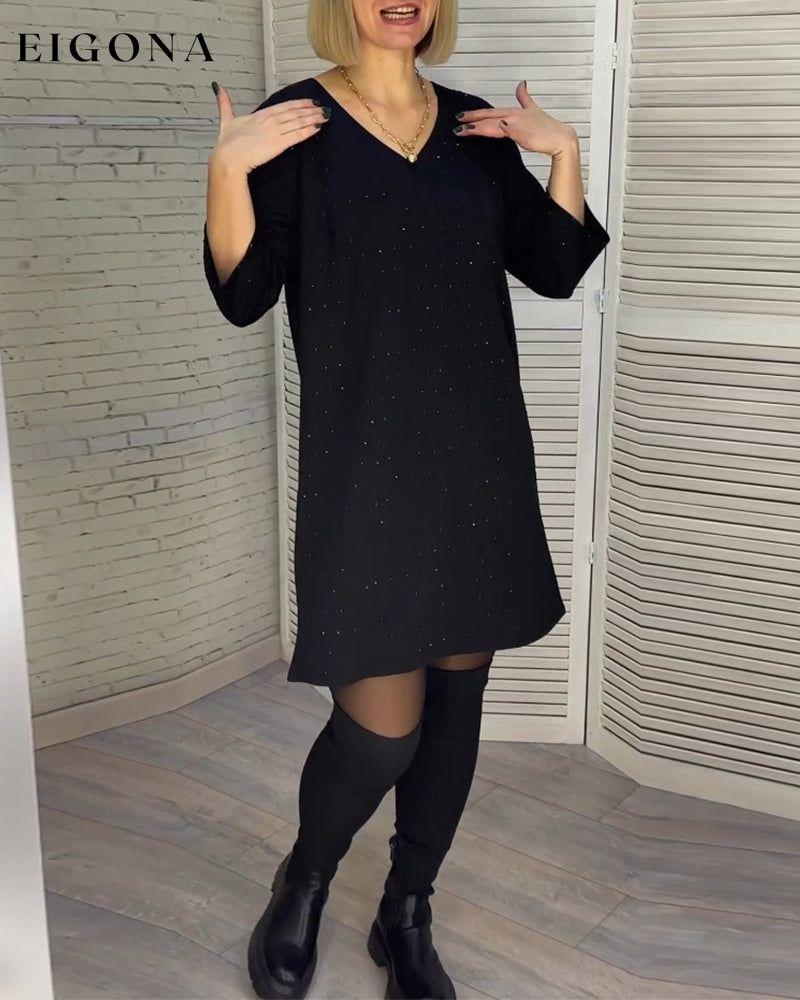 Elegant v-neck dress with three-quarter sleeves 2023 f/w 23BF casual dresses Clothes Dresses spring