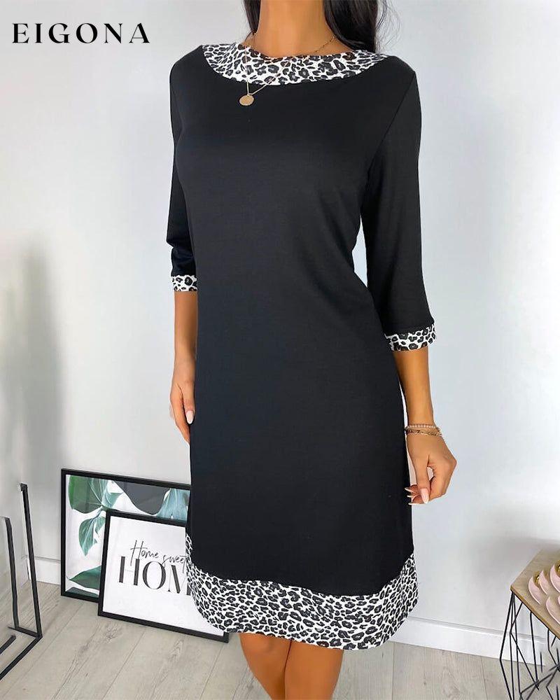 Leopard patchwork Knee Length dress Black 2023 f/w 23BF casual dresses Clothes Dresses