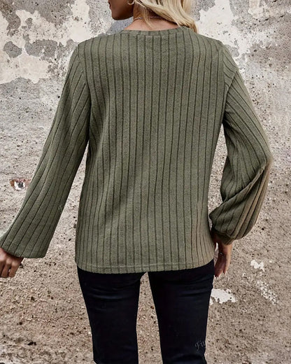 Ribbed Knit Leopard Print Top