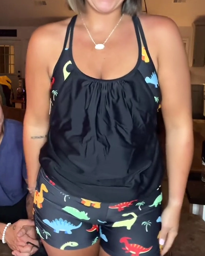 Dinosaur Print Two-Piece Swimsuit