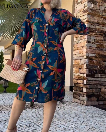 Buttoned printed casual dress casual dresses spring