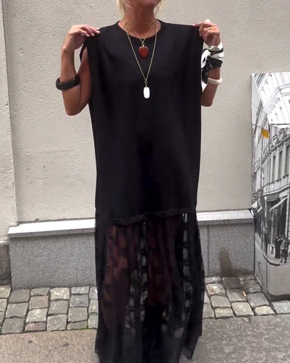 Sleeveless Mesh Patchwork Dress