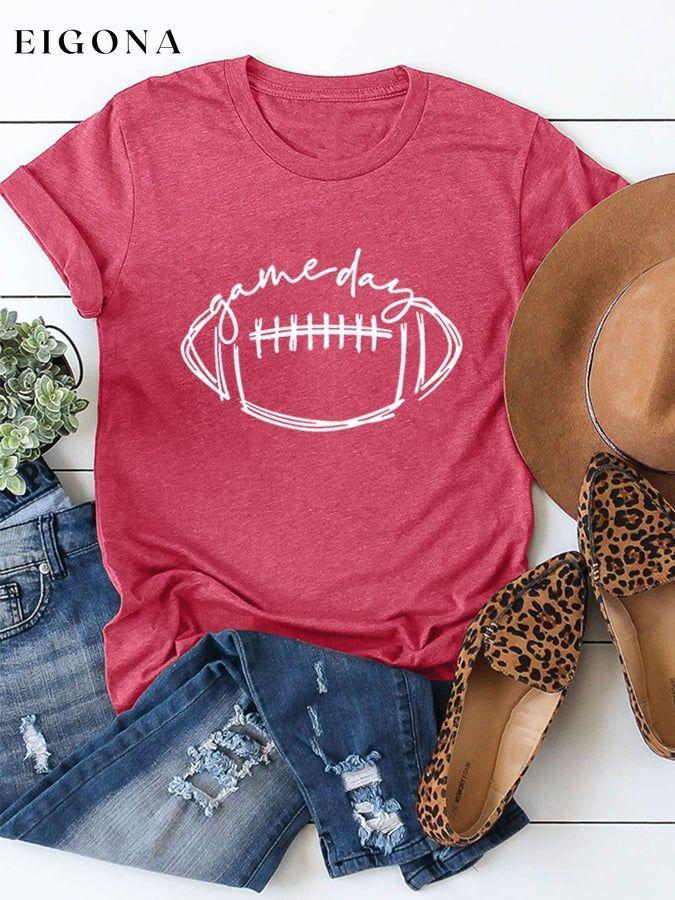 Women's Gameday Football Lover Casual Cotton Tee ball print