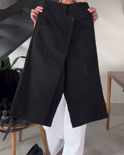 Pantalon décontracté asymétrique simple de couleur unie