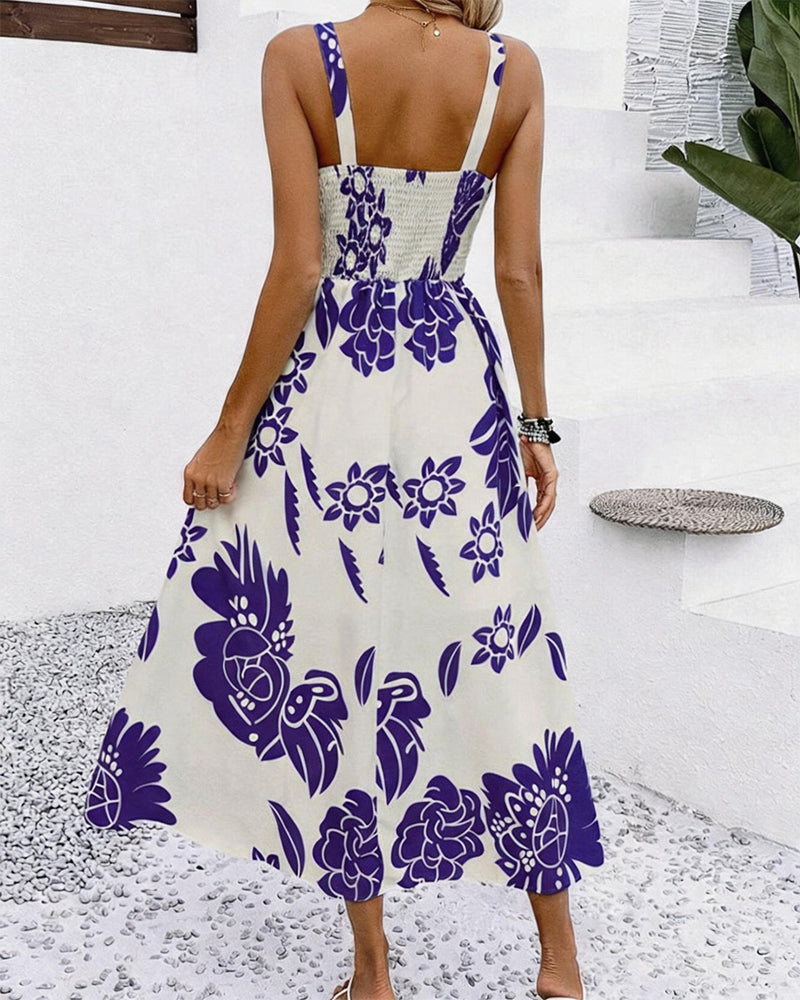 Elegant Strappy Print Dress