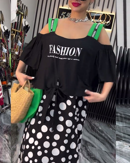 Casual Suspender Polka Dot Patchwork Dress