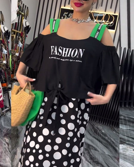 Casual Suspender Polka Dot Patchwork Dress