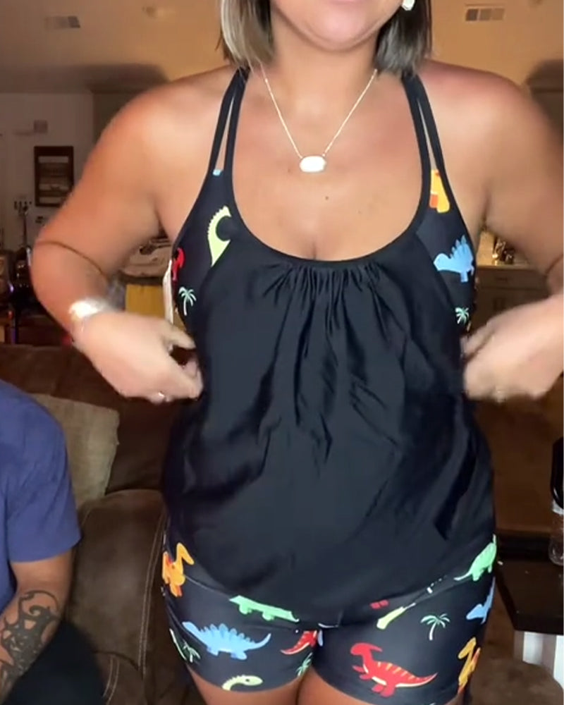 Dinosaur Print Two-Piece Swimsuit