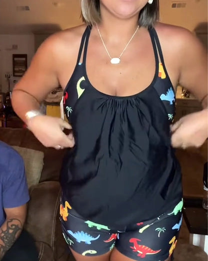 Dinosaur Print Two-Piece Swimsuit