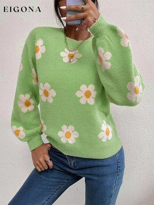 Flower Round Neck Latern Sleeve Sweater clothes Ship From Overseas sweater sweaters Sweatshirt X.W