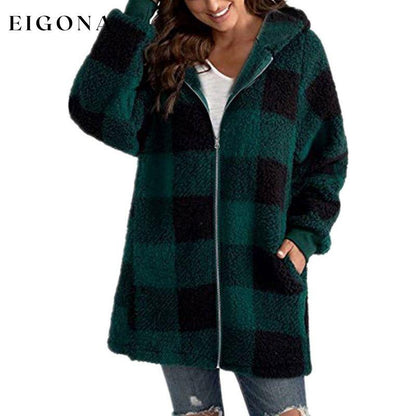 Casual Plaid Coat Green best Best Sellings cardigan cardigans clothes Plus Size Sale tops Topseller