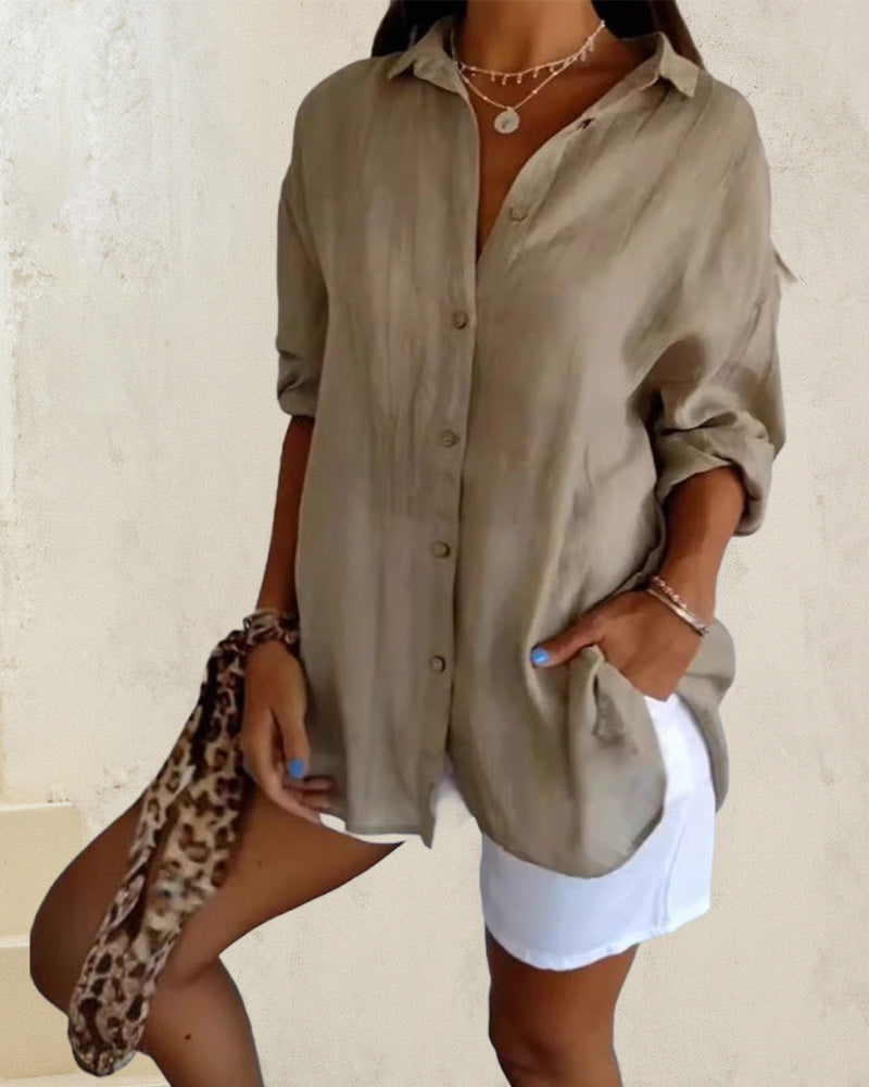 Loose Solid Color Simple Top