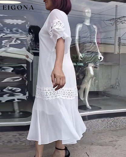 Elegant solid color half sleeve round neck dress Casual Dresses Spring Summer