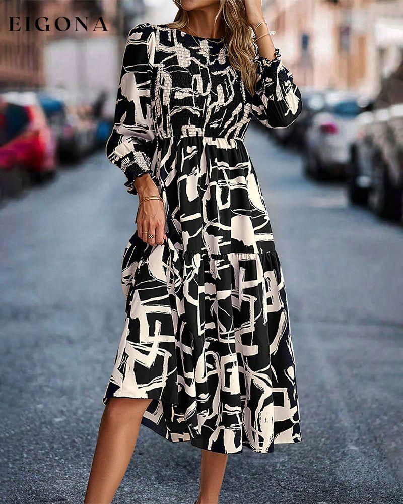 Printed dress with gathers 2023 f/w 23BF casual dresses Clothes Dresses spring