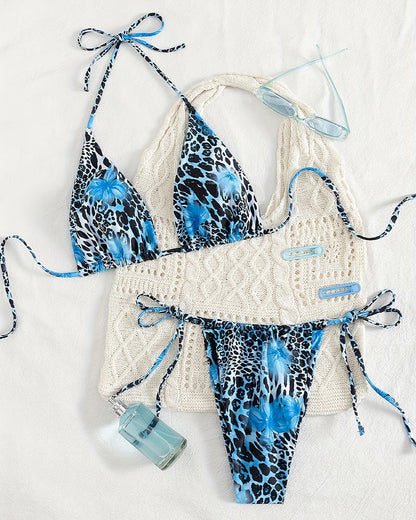 Sexy Leopard Print Split Bikini