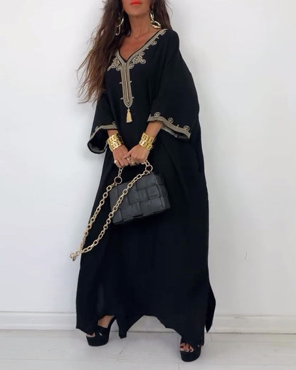 V-neck loose simple dress